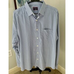 UNTUCKIT Shirt‎ Mens 2XL Blue Stripe Long Sleeve Relaxed Fit Wrinkle Free